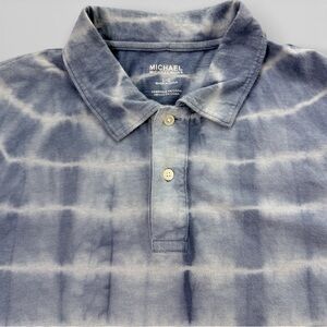 Michael Kors Tie Dye Polo Shirt Men’s Large Blue Short Sleeve